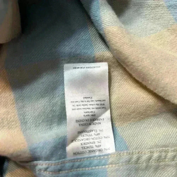 Faherty Women's Blue & Brown Plaid Button Up Shirt Organic Cotton Extra Small XS - Picture 12 of 12